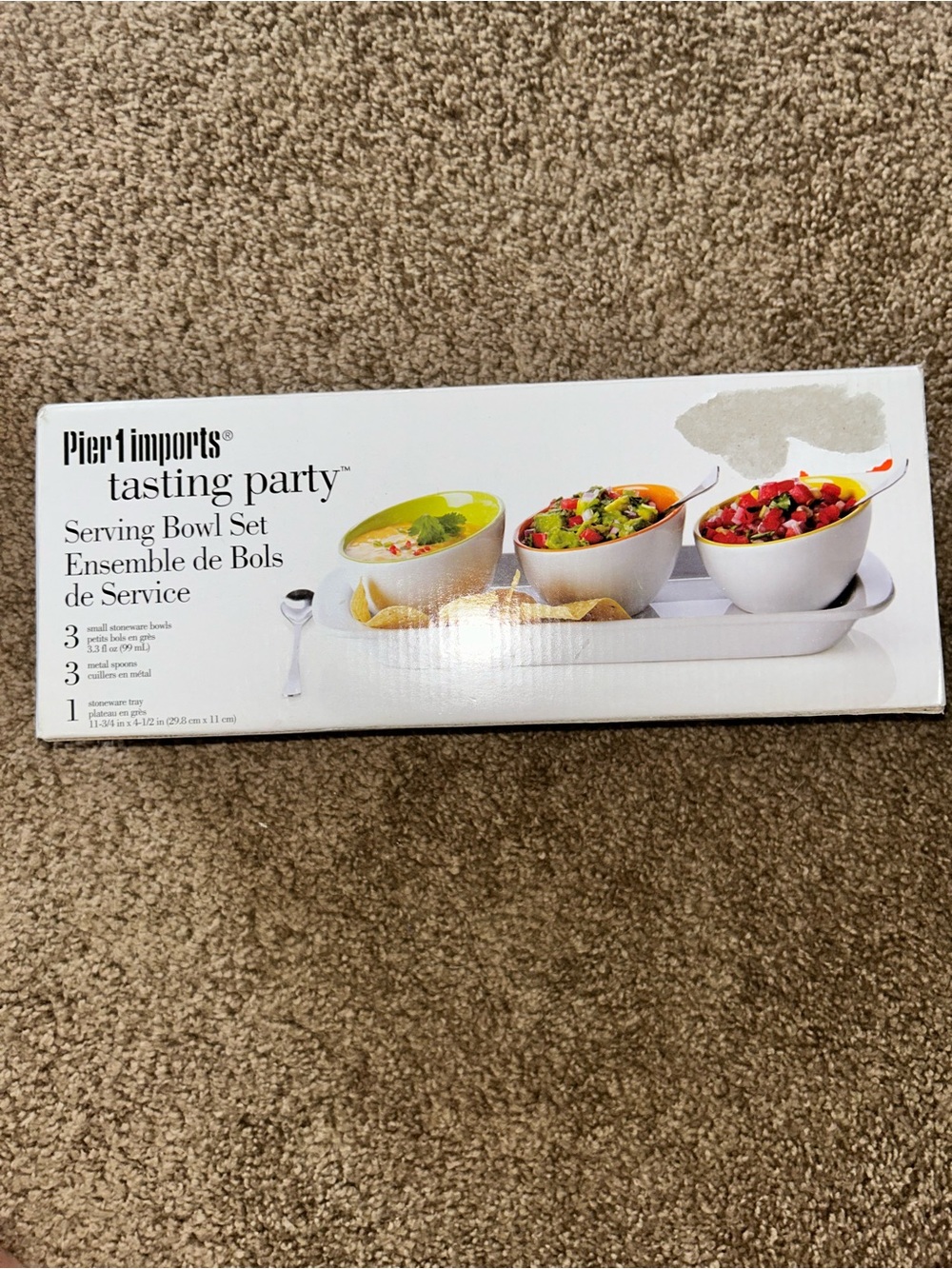 Pier 1 Imports Tasting Party Serving Bowl Set 3 Ceramic Bowls 1 Tray